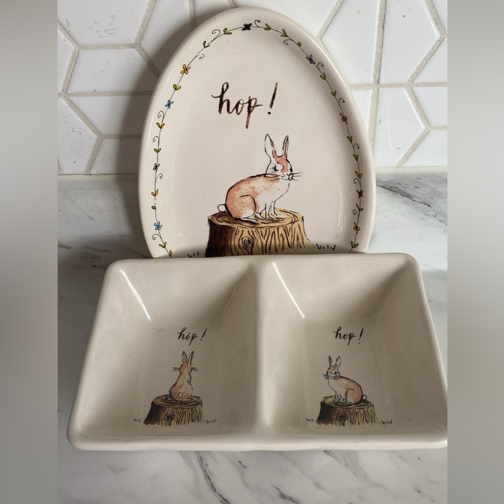 Bunny Themed Ceramic Plate Set